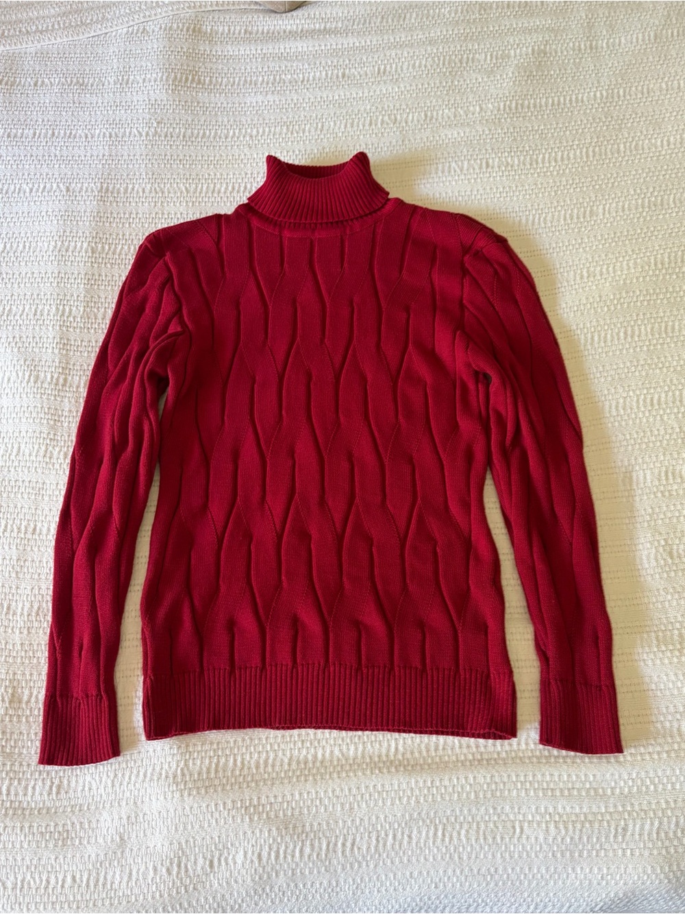 Coofandy Red Twisted Cable Knit Turtleneck Sweater Medium